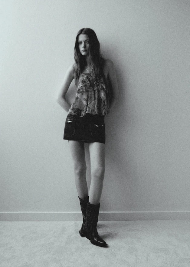 Printed chiffon top