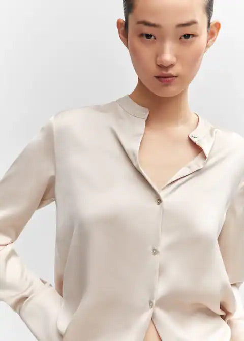 Round neck satin shirt
