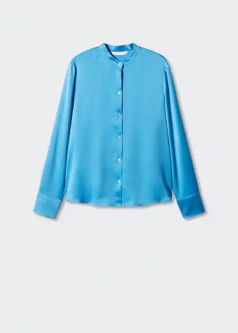 Round neck satin shirt