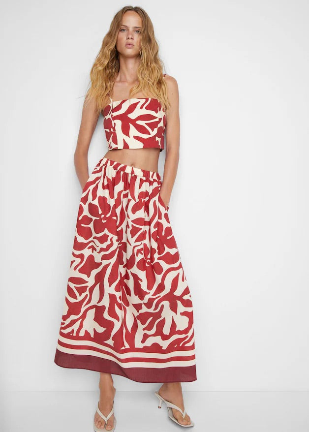 Printed flared skirt