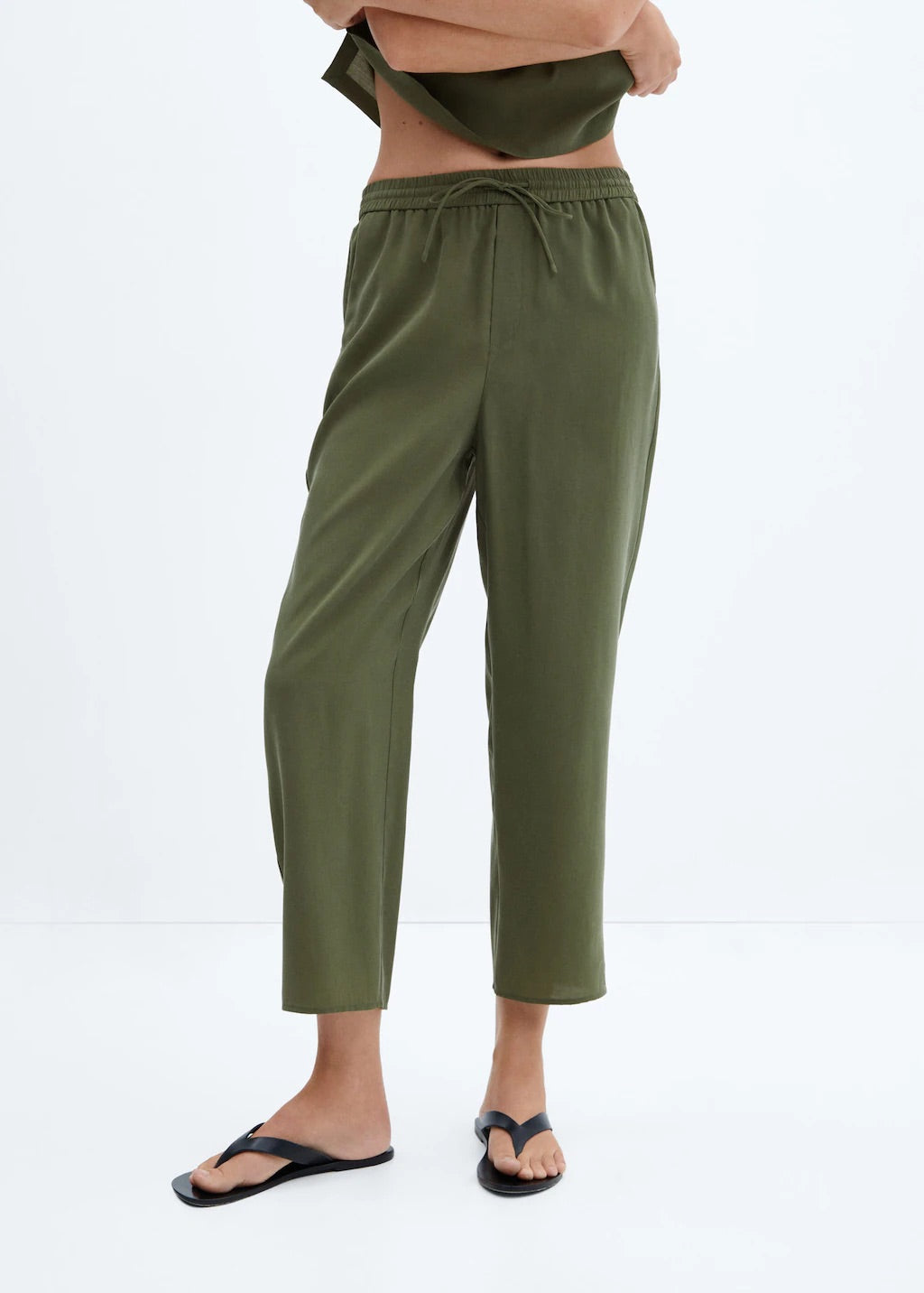 Drawstring waist modal trousers