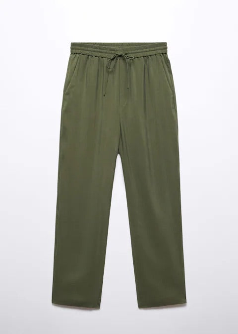 Drawstring waist modal trousers
