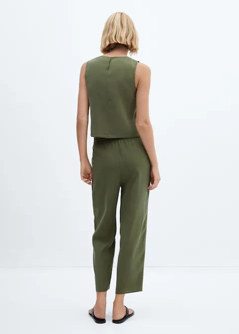 Drawstring waist modal trousers