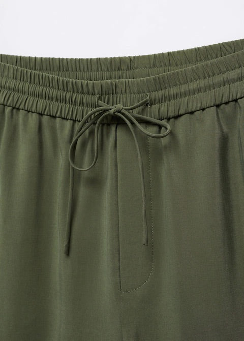 Drawstring waist modal trousers