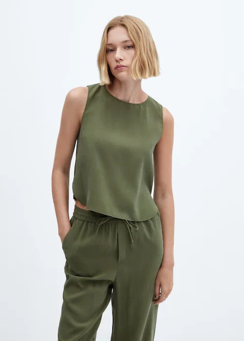 Drawstring waist modal trousers