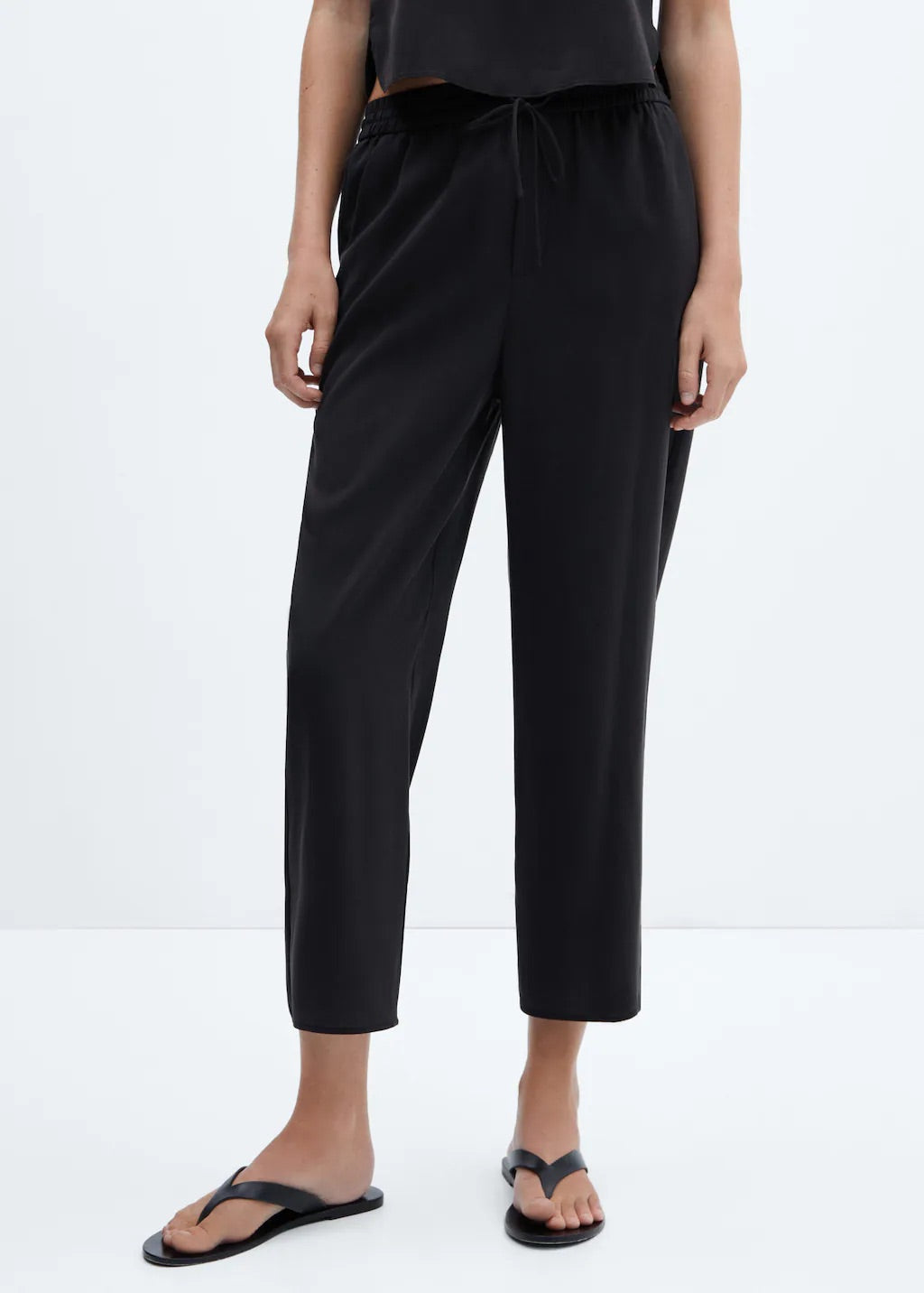 Drawstring waist modal trousers