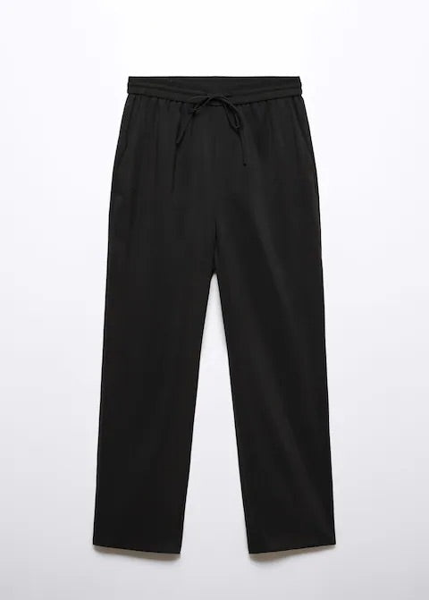 Drawstring waist modal trousers