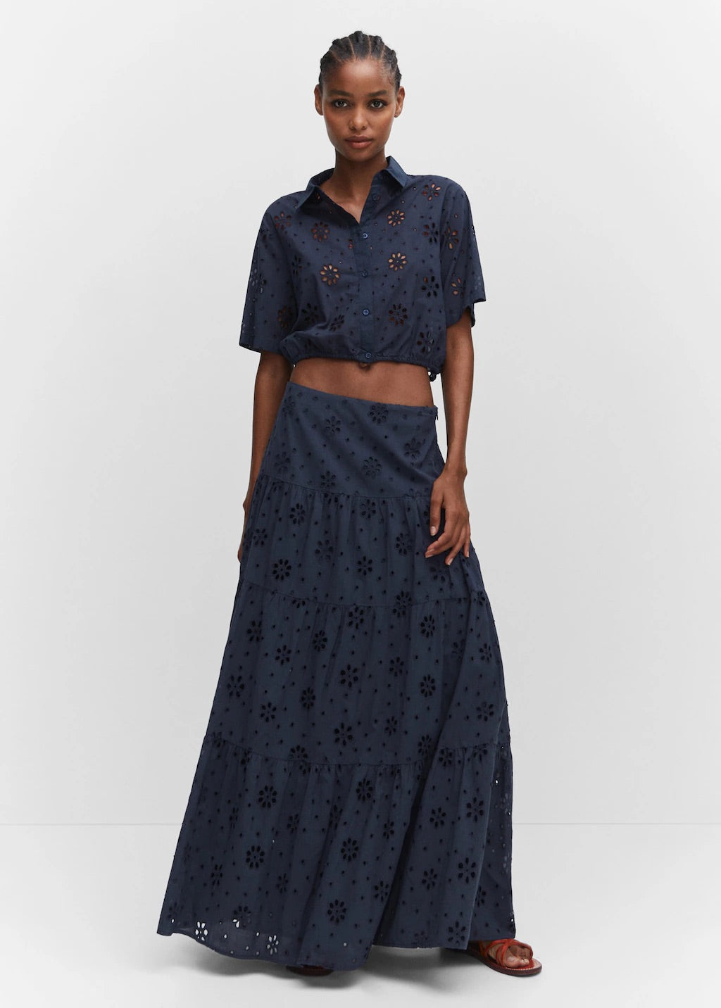 Embroidered flowy skirt