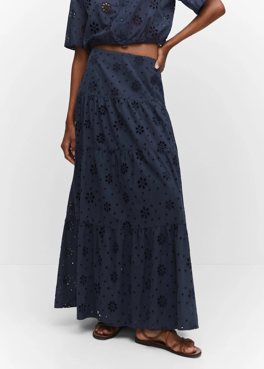 Embroidered flowy skirt