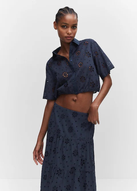 Embroidered flowy skirt