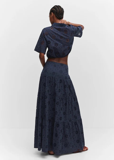 Embroidered flowy skirt