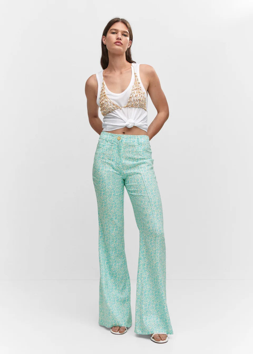 Floral linen trousers