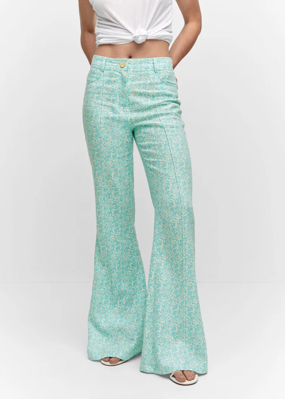 Floral linen trousers
