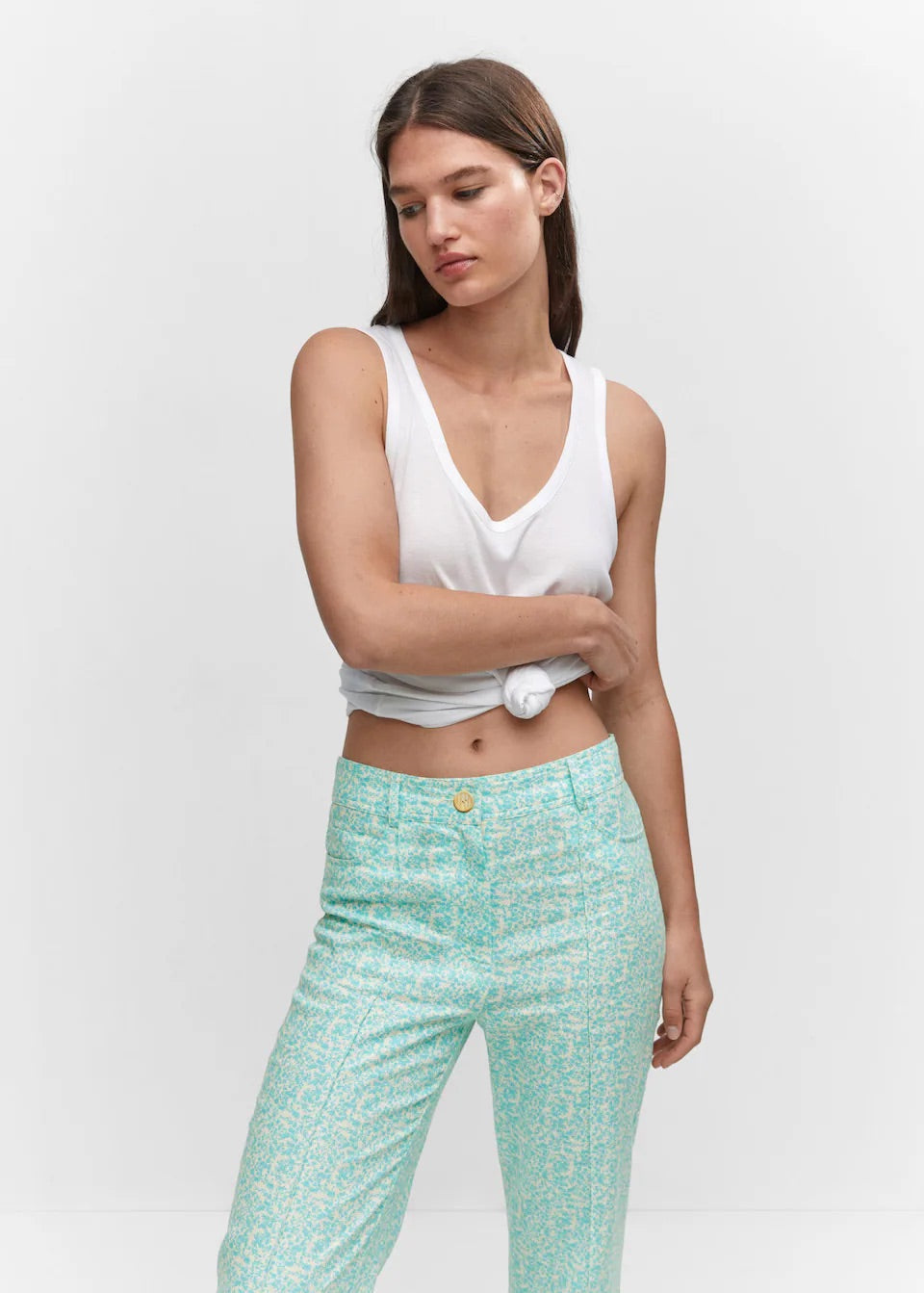 Floral linen trousers