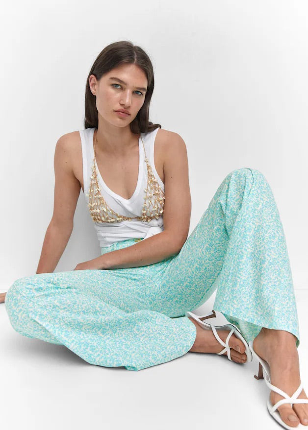 Floral linen trousers