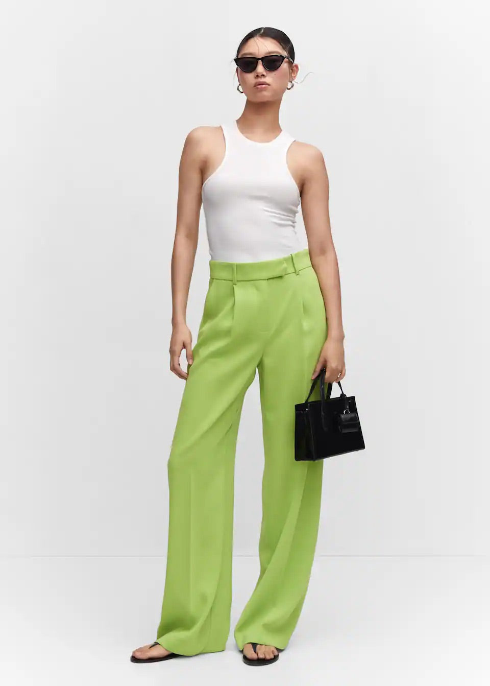 Wideleg pleated trousers