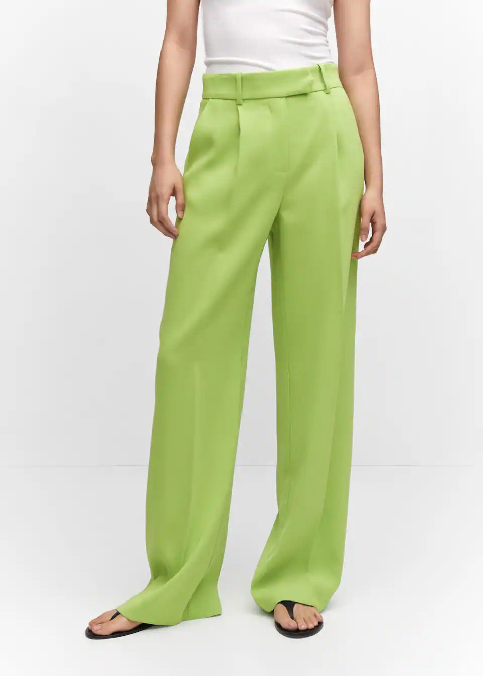 Wideleg pleated trousers