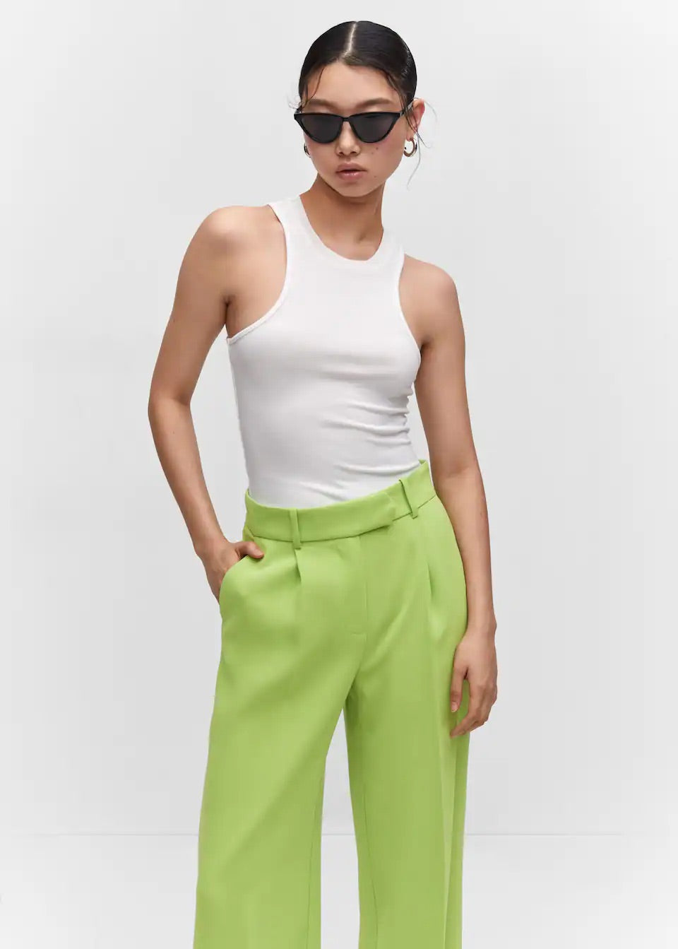 Wideleg pleated trousers