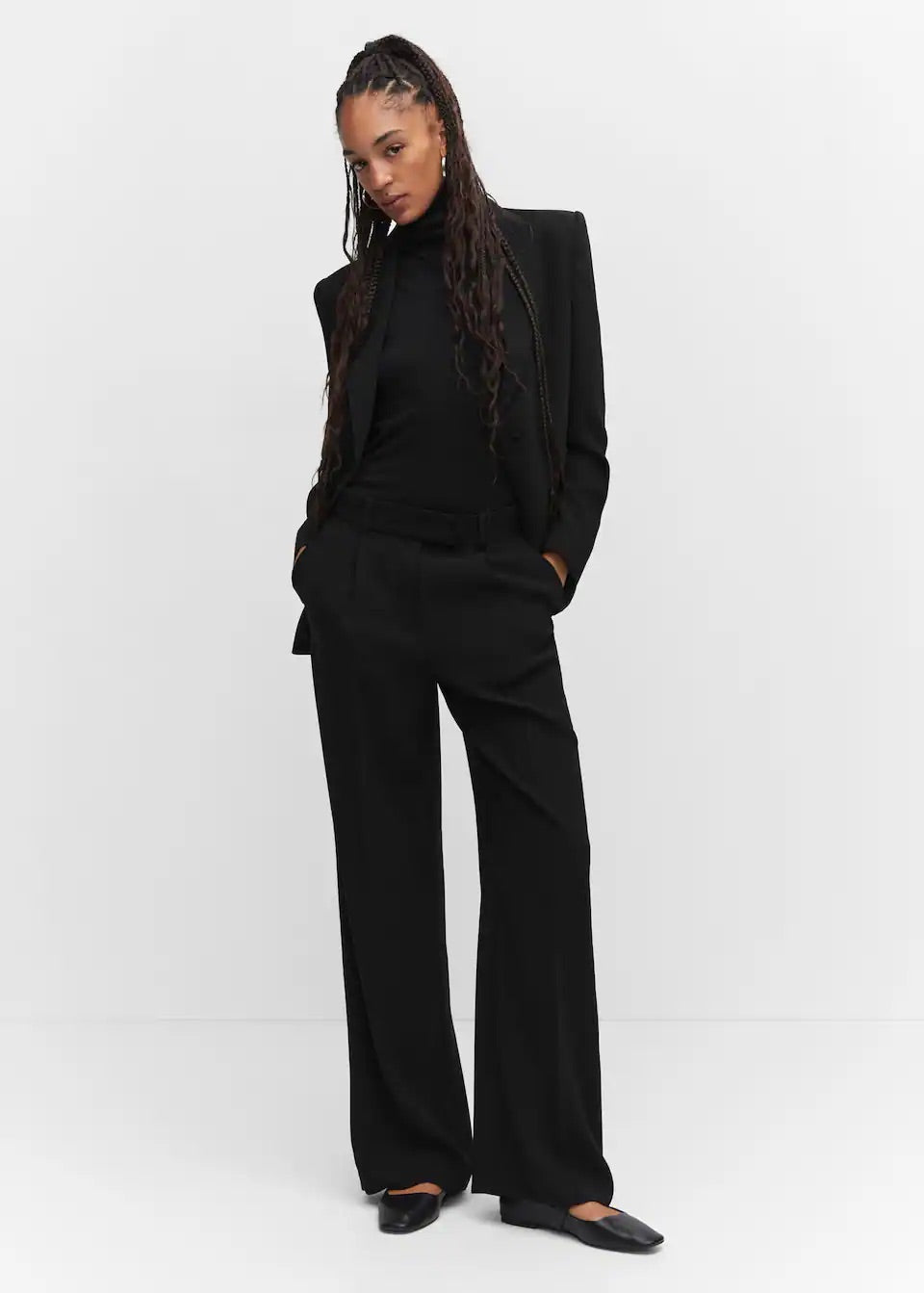 Wideleg pleated trousers