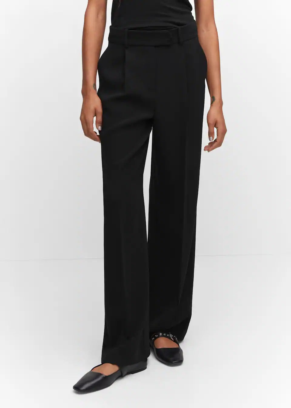 Wideleg pleated trousers