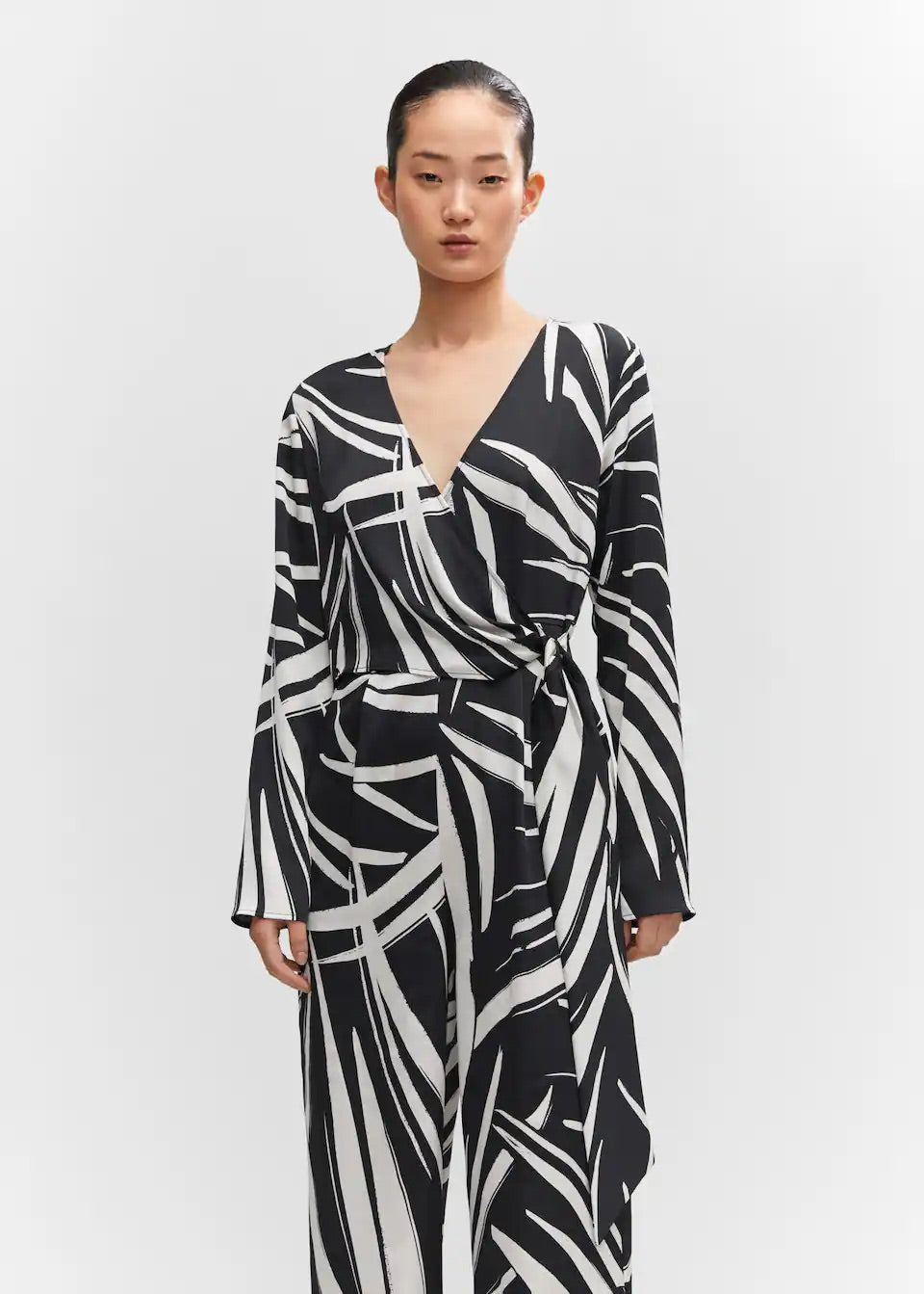 Printed wrap jumpsuit