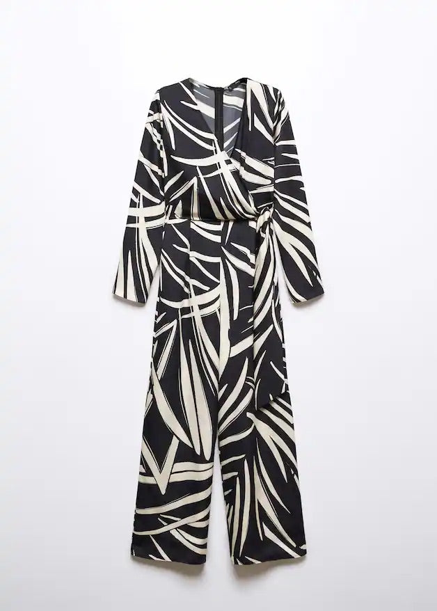 Printed wrap jumpsuit