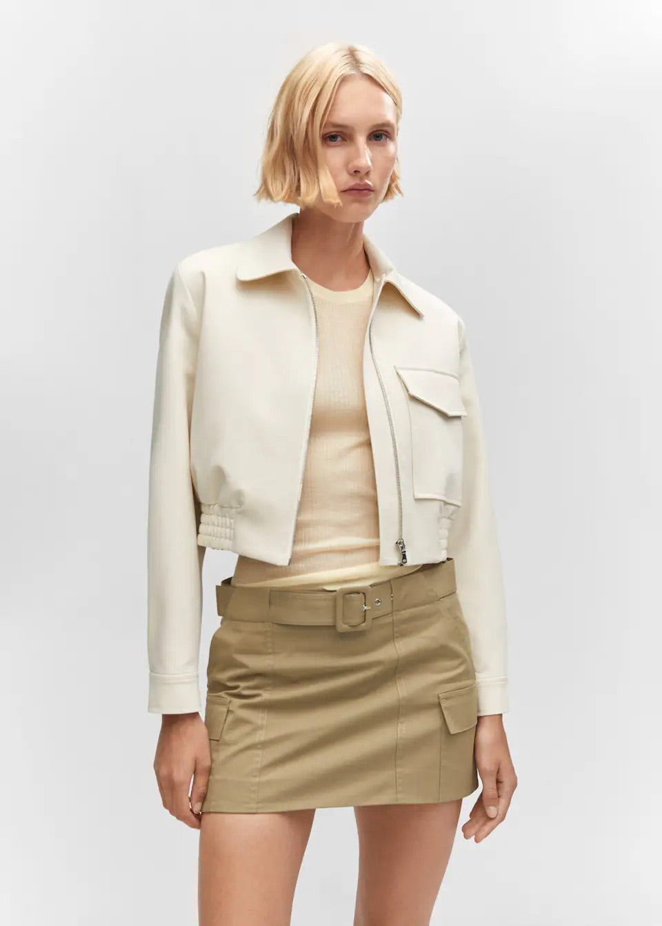 Belted cargo mini skirt