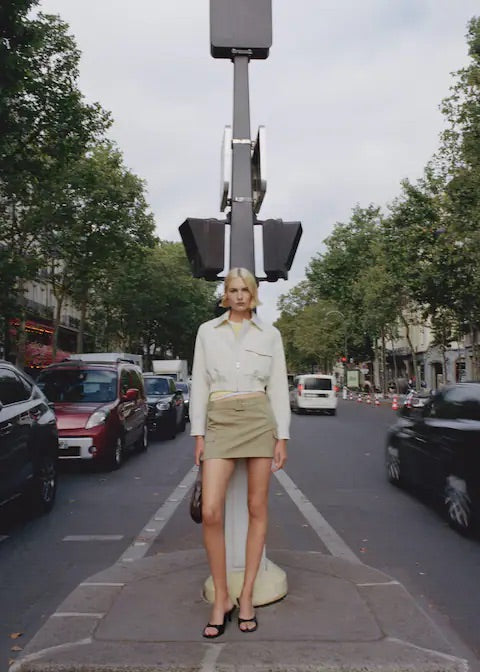 Belted cargo mini skirt