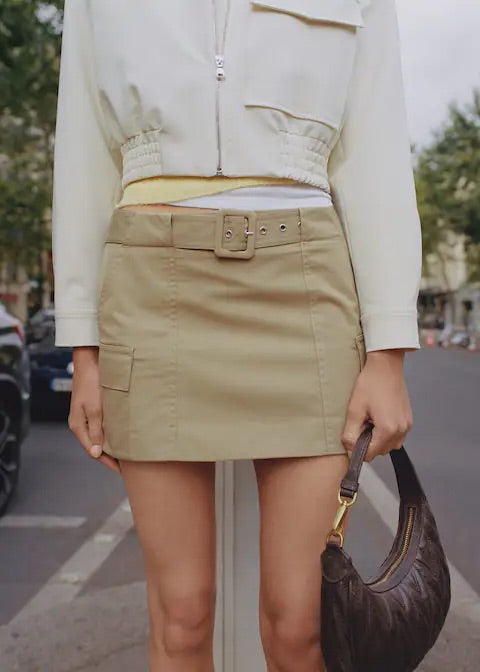 Belted cargo mini skirt
