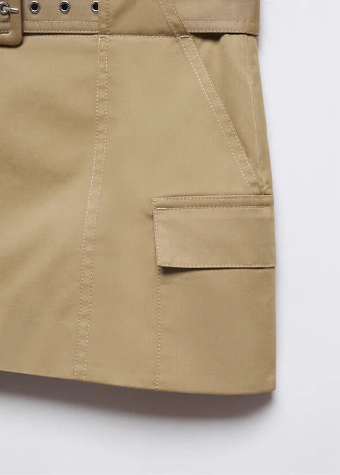 Belted cargo mini skirt