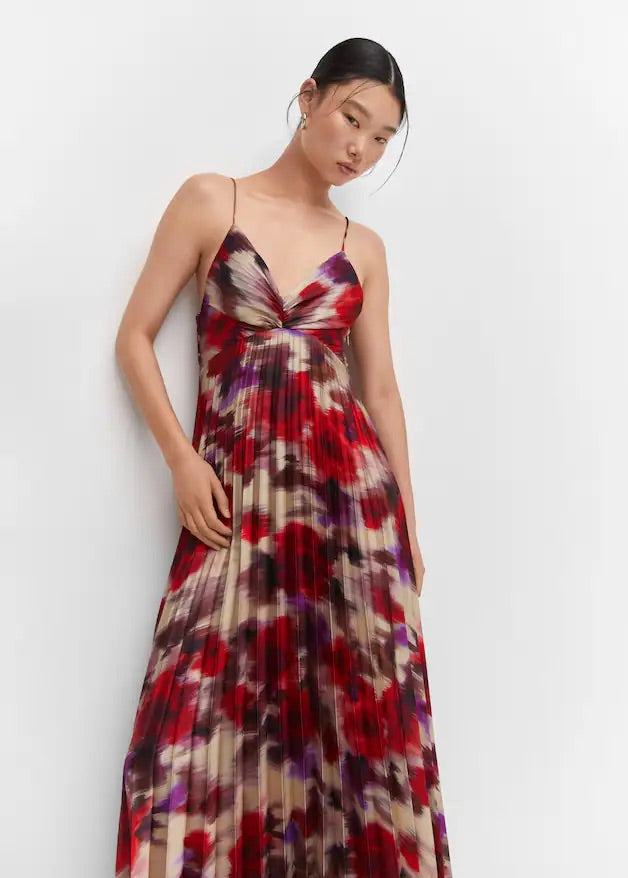 Pleated satin dress