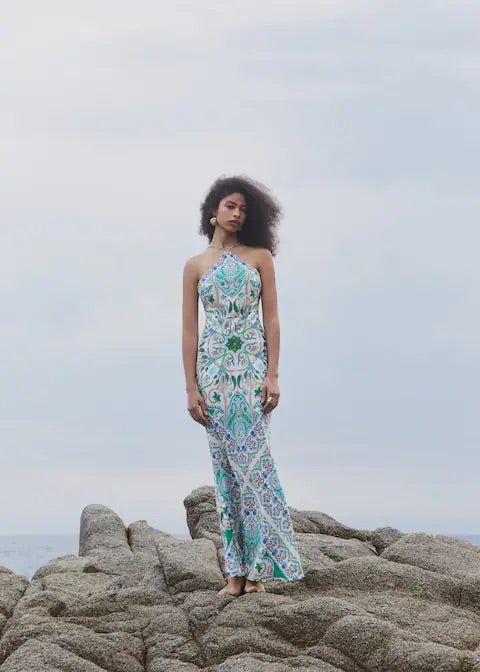 Halter-neck open-back dress