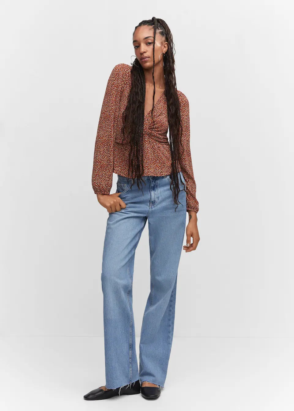 Knot detail printed blouse