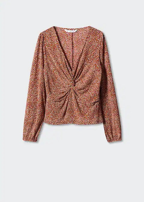 Knot detail printed blouse