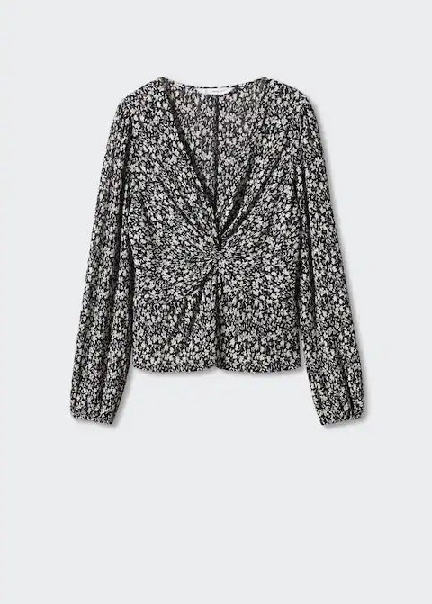 Knot detail printed blouse