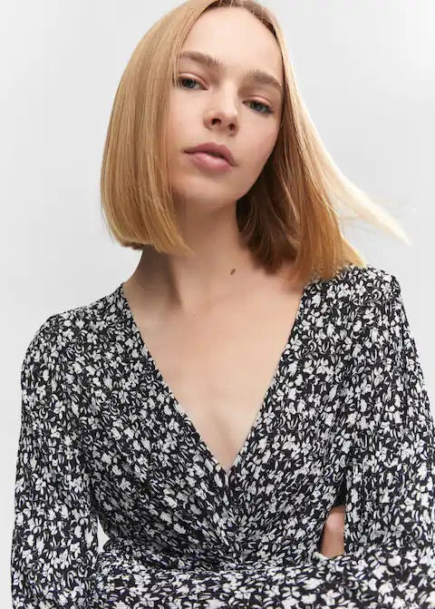 Knot detail printed blouse