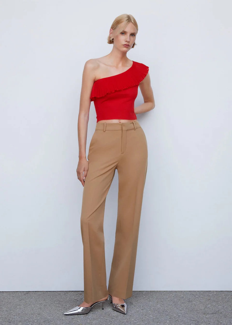 Asymmetrical ruffle top