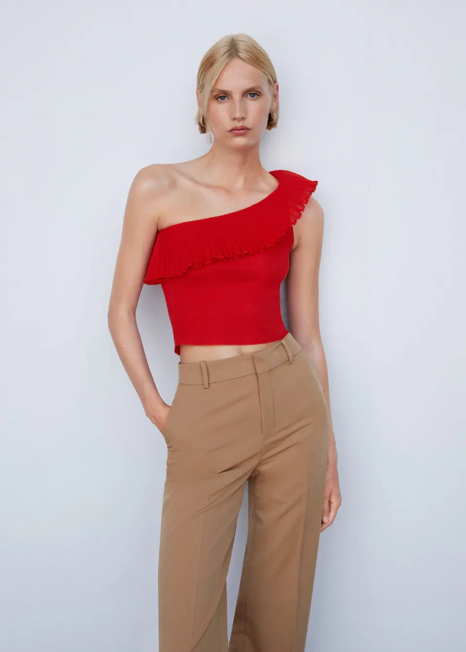 Asymmetrical ruffle top