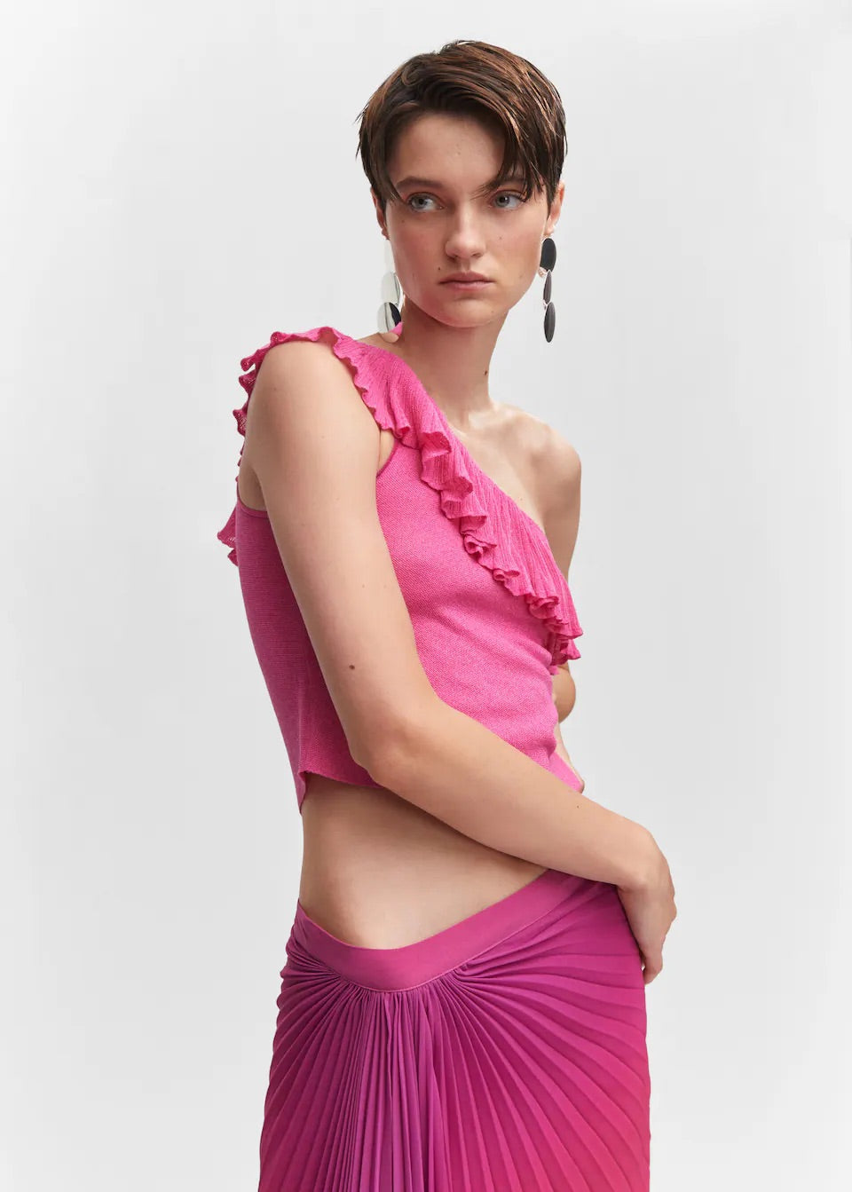 Asymmetrical ruffle top