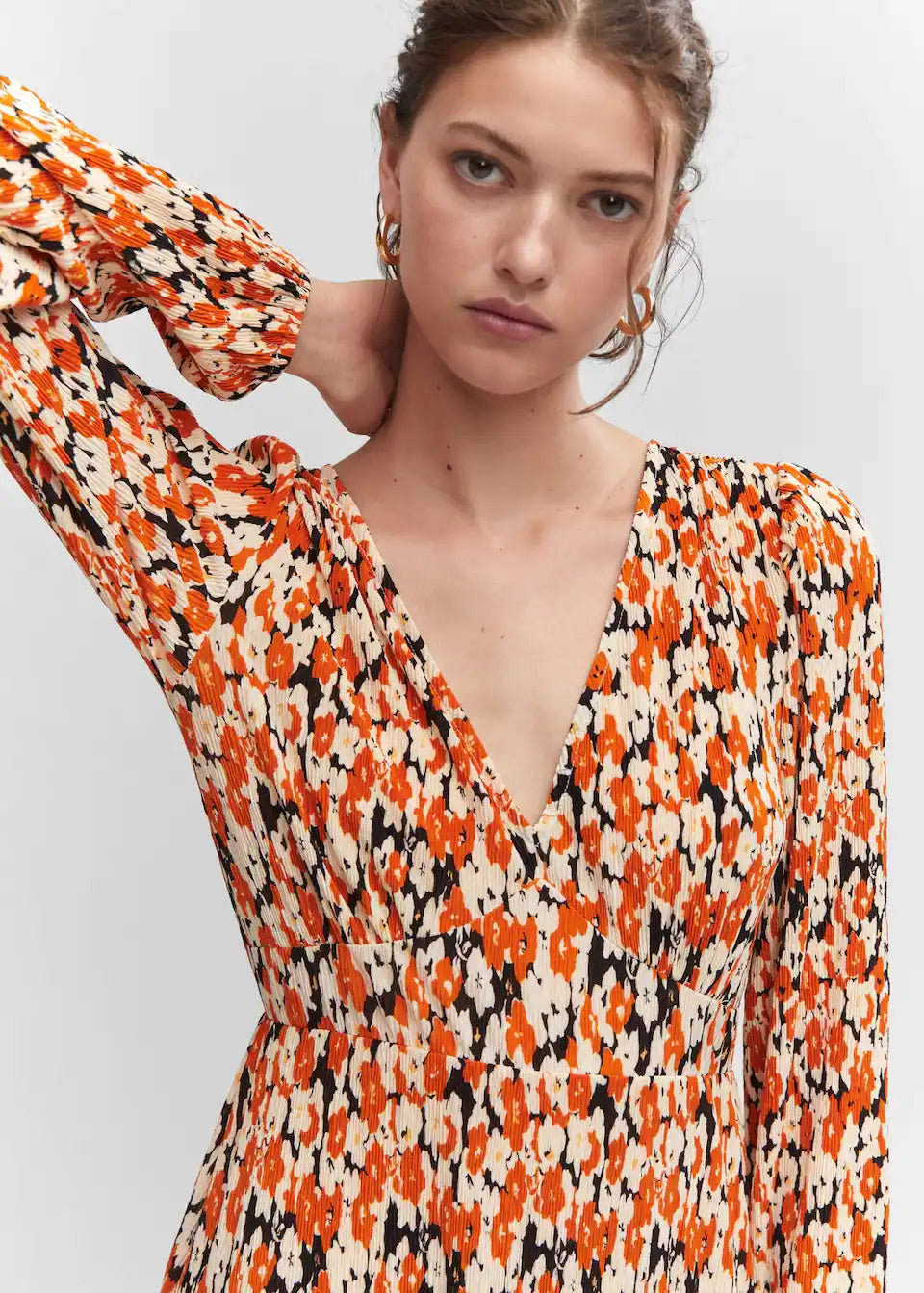 Printed textured dress