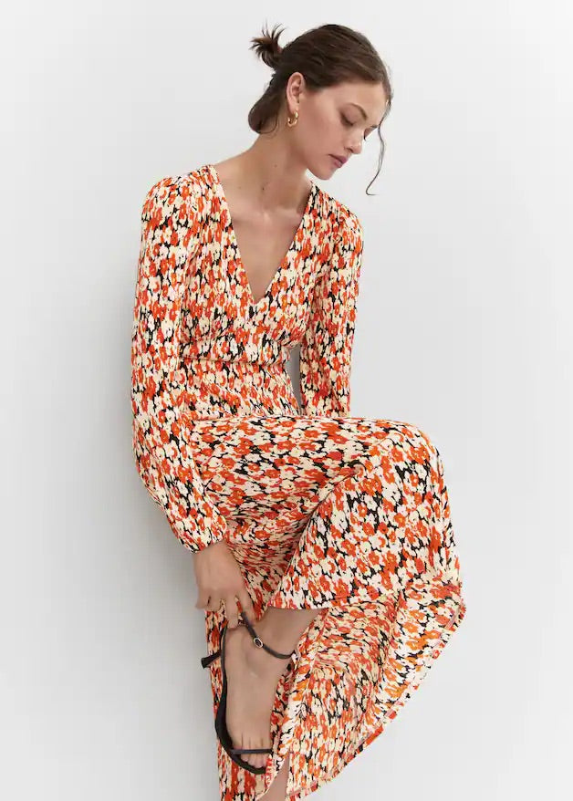 Printed textured dress