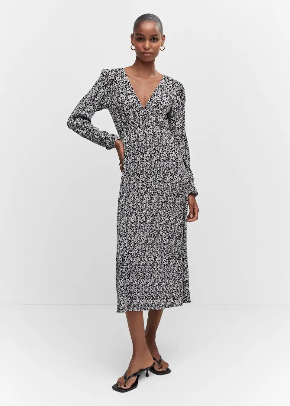 Printed textured dress