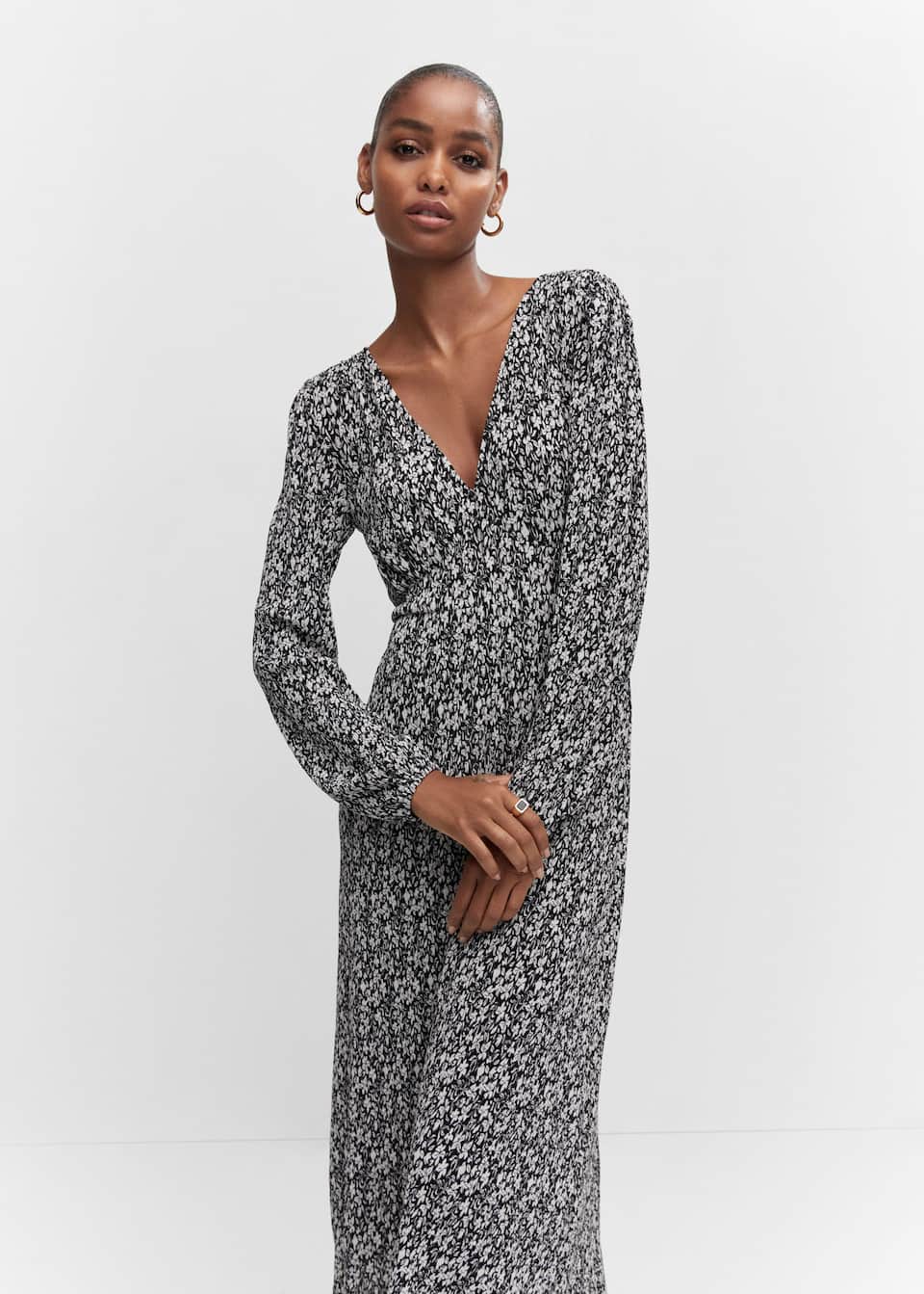 Printed textured dress