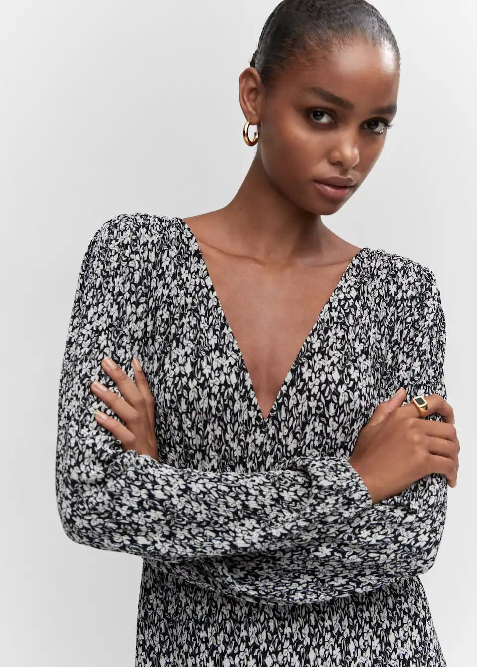 Printed textured dress