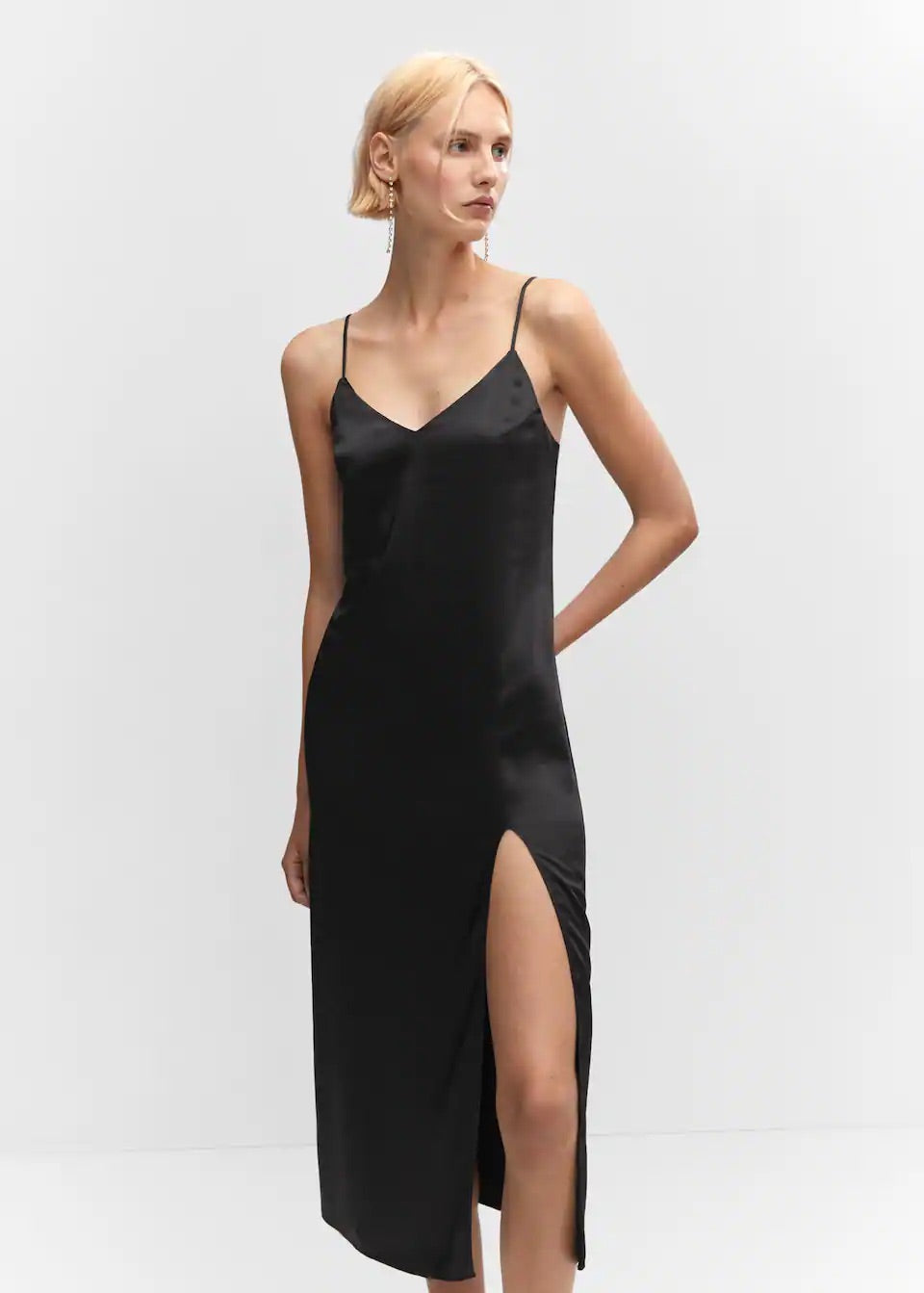 Side-slit satin dress
