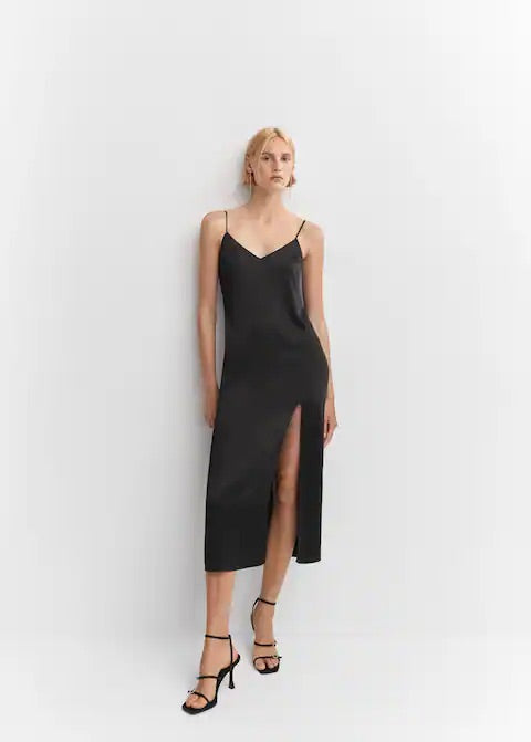 Side-slit satin dress