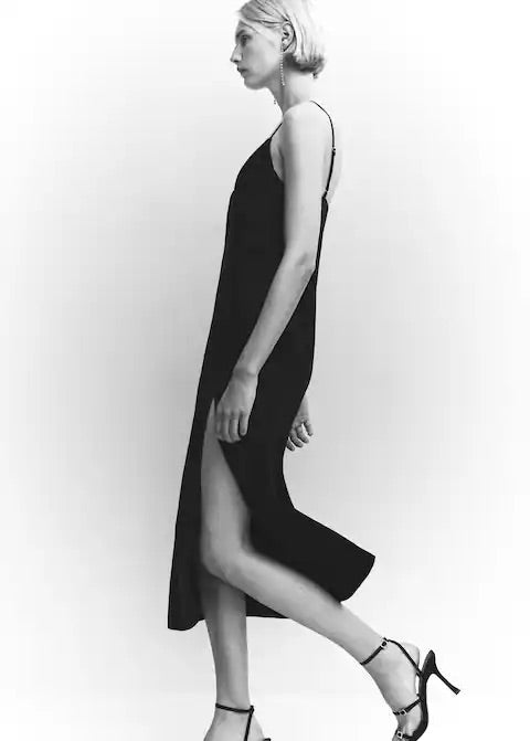 Side-slit satin dress
