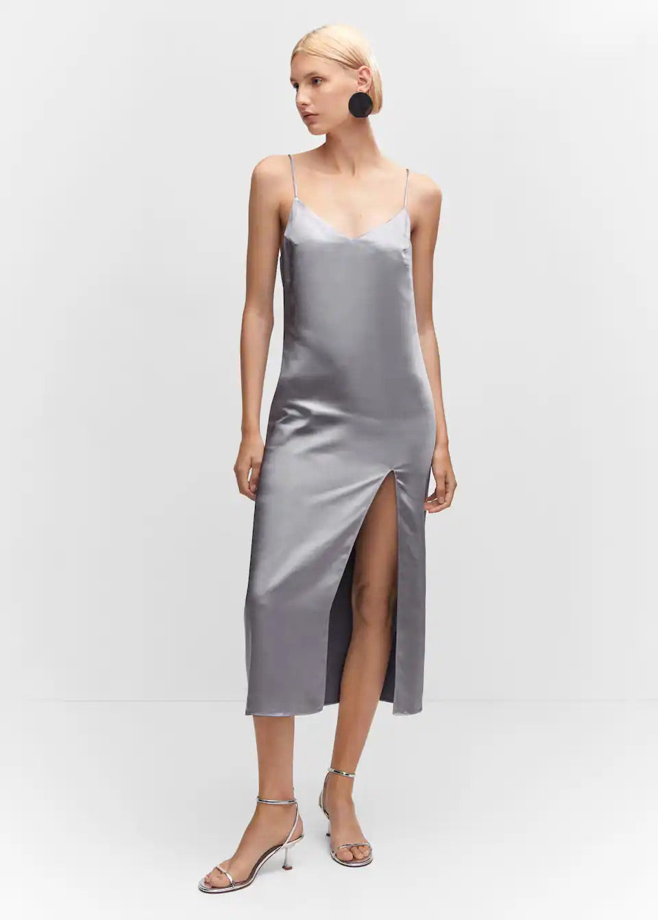 Side-slit satin dress