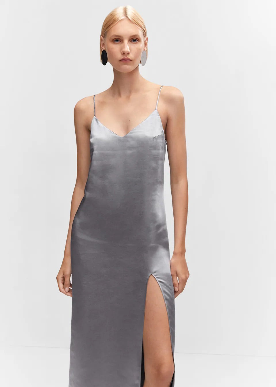 Side-slit satin dress