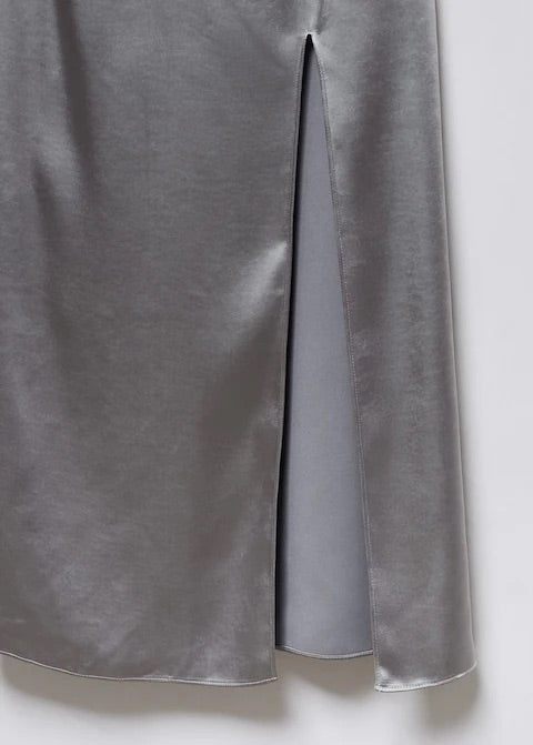 Side-slit satin dress